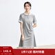 茵曼（INMAN）撞色花邊POLO領(lǐng)連衣裙2025夏季氣質(zhì)抽褶收腰中長(cháng)款T恤裙 花灰色 L
