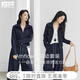 對白（DUIBAI）松弛休閑運動(dòng)套裝女2026春新款短外套直筒長(cháng)褲修身顯瘦一整套 藏青色 XL