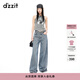 DZZIT地素牛仔闊腿褲夏季時(shí)尚潮流設計女 藍色 S