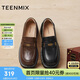 天美意粗跟樂(lè )福鞋女單鞋上班通勤小皮鞋