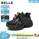 百麗（Belle）周雨彤同款藍鯨高幫老爹鞋女26夏新款商場(chǎng)厚底休閑鞋E8X1DAM6預售 黑色低幫-絨里【張凌赫同款】 36