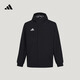adidas簡(jiǎn)約足球訓練運動(dòng)拉鏈連帽夾克外套男裝春秋阿迪達斯官方   黑色   L