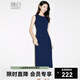 晚白【新品】2026春款內搭單穿氣質(zhì)高級感裙子捏褶彈力包臀無(wú)袖連衣裙 深藍色 M