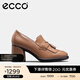愛(ài)步（ECCO）高跟鞋女 優(yōu)雅流蘇深口牛皮粗跟正裝單鞋女  雕塑奢華222663 HL 淺棕色22266301291 36