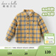 戴維貝拉（DAVE＆BELLA）男童格子襯衫冬季新款兒童加絨襯衣中大童開(kāi)衫上衣小男孩外套 黃色格【現貨】 150 cm（建議身高140-150cm）