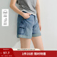 茵曼【商場(chǎng)同款】萊賽爾翻邊牛仔短褲2025夏季女裝新款a字褲子 牛仔藍 27