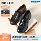 百麗（Belle）氣質(zhì)流蘇牛皮樂(lè )福鞋女2026春新質(zhì)感粗高跟通勤單鞋B2970AA6 黑色 38 (240mm)