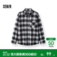 森馬（Semir）[商場(chǎng)同款]長(cháng)袖襯衫男純棉法蘭絨格子外套2025秋冬新款經(jīng)典百搭 黑色調00499 L