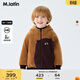 馬·拉?。∕.Latin）馬拉丁童裝兒童棉服25冬裝新款男童萌趣圖案拼接設計感棉夾克 可可棕 120