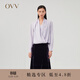 OVV秋冬熱賣(mài)女裝23MM重磅真絲V領(lǐng)交叉設計長(cháng)袖襯衣 淺紫（凈色）A8 M