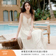 香影波西米亞度假風(fēng)吊帶連衣裙女2026夏季新款鉤花v領(lǐng)無(wú)袖小白裙 鷺白 L 165/88A/110-125斤