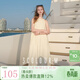 三彩2025夏季新款掛脖連衣裙無(wú)袖寬松A字裙氛圍感長(cháng)裙度假M 嫩黃色 M 160/84A