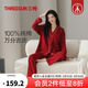 三槍?zhuān)═HREEGUN）馬年騏驥紅色新婚超柔軟家居服開(kāi)襟女士純棉睡衣本命年可外穿吉慶 大紅色 XL
