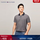 Tommy Hilfiger【透氣舒適】春夏男裝珠地網(wǎng)眼商務(wù)花紗鑲邊翻領(lǐng)短袖T恤POLO 深灰色DW5 M （推薦：135-150斤）