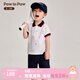 PawinPaw【透氣】卡通小熊童裝夏男女寶純棉滿(mǎn)印POLO短袖短褲套裝 Navy藏青色/59 120 cm