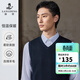 浪登[含羊毛]男士毛背心2025冬季新款休閑馬甲無(wú)袖V領(lǐng)保暖針織衫 深藍色 2XL (185) 100A