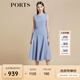 PORTS寶姿商場(chǎng)同款初夏新款女裝空境藍織帶拼接連衣裙LD8D234NWB011 BLUE S (4)