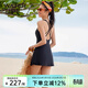 WATERTIME游泳衣女連體性感顯瘦2026新款裙式露背度假泡溫泉泳裝 黑色 L