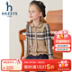 哈吉斯（HAZZYS）品牌童裝女童線(xiàn)衣秋季新款舒適綿軟時(shí)尚百搭翻領(lǐng)甜美可愛(ài)開(kāi)身線(xiàn)衣 燕麥卡其 155