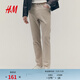 H&M男裝休閑褲春季老錢(qián)風(fēng)通勤斜紋棉布英倫合身潮流長(cháng)褲1074402 淺米色 32 170/82
