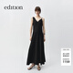 edition【精英衣櫥系列】2025春新款金屬鏈條繡花V領(lǐng)三醋酸吊帶裙 黑色 M