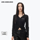 ANN ANDELMAN【秦嵐同款】滿(mǎn)天星薄開(kāi)衫黑色修身長(cháng)袖毛針織衫秋季外搭 黑色 S