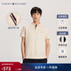 Tommy Hilfiger【紳動(dòng)POLO】春夏男裝絲光棉撞色門(mén)襟休閑翻領(lǐng)短袖T恤POLO衫 米白色AEF M （推薦：135-150斤）