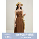獨束大碼女裝氣質(zhì)溫柔吊帶連衣裙2024年夏季新款高腰顯瘦度假風(fēng) 摩卡棕 L (尺碼：2)