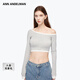 ANN ANDELMAN【陳佳儀同款】官方直營(yíng)露肩長(cháng)袖T恤女短款高腰上衣薄款皮膚衣 灰色 XS