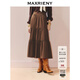 MAXRIENY咖色百褶蛋糕裙秋款溫柔氣質(zhì)感傘裙收腰層疊傘擺半裙 咖色 L