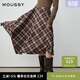 moussy 春季新品復古格紋不規則裙擺長(cháng)款半身裙028IAA31-1027 065花紋棕色 S