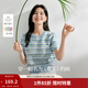 茵曼（INMAN）索羅納涼感條紋短袖t恤女裝輕薄2026夏季新款針織衫上衣 藍色 M