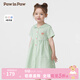 PawinPaw【學(xué)院風(fēng)】卡通小熊童裝25年春夏新款女寶寶花邊翻領(lǐng)格紋連衣裙 Green綠色/40 110