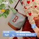 MLB官方 男女同款學(xué)院風(fēng)單肩斜挎時(shí)尚帆布水桶包春夏BMS07 波士頓紅襪隊/深棕色 均碼