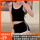 COZOK夏季新款韓版健身服緊身短款露臍簡(jiǎn)約背心女高腰短褲休閑運動(dòng)套裝 黑色套裝 XL 建議115-135斤