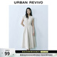 UR春季新款女裝簡(jiǎn)約V領(lǐng)打攬收腰無(wú)袖連衣裙UYY750004 卡其 (袖口偏大) M