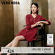 VEROMODA連衣裙新款鏈條亮片七分袖針織連衣裙325146007 澳木紅色 L