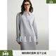 ELLE學(xué)院拼接撞色連衣裙女2026春季新款設計感小眾襯衫領(lǐng)衛衣裙 淺灰 M