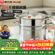 康巴赫蒸鍋304不銹鋼大容量湯鍋多功能蒸煮鍋具24cm復底燃氣電磁爐通用