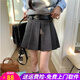 歐貝汐灰色百褶裙春秋女短裙2026年夏季半裙顯瘦A字百褶高腰半身裙 灰色 M