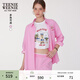 Teenie Weenie小熊女裝襯衫年夏季休閑簡(jiǎn)約活力腰帶款上衣 深粉色 M