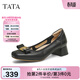 他她（TATA）粗跟淺口單鞋女鞋氣質(zhì)一腳蹬牛皮晚晚鞋春季新款XMM01AQ5 黑色 38