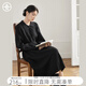 對白（DUIBAI）【大碼系列】復古黑色針織連衣裙冬季新款微胖mm顯瘦內搭打底裙 靜謐黑 3XL 建議體重160-180