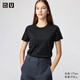 優(yōu)衣庫合作款/女裝圓領(lǐng)T恤/短袖正肩大師T素色483456 09 黑色 L