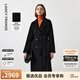 朗姿騏驥紅【王楚然同款】純羊毛通勤大衣修身毛呢外套冬季新款 黑色 L