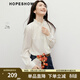 紅袖（hopeshow）復古宮廷風(fēng)雪紡衫2026春季新款女裝荷葉邊壓褶立領(lǐng)垂感氣質(zhì)上衣 本白001 M