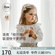 OAK FAMILY兒童長(cháng)袖套裝女孩春季小童圓領(lǐng)荷葉邊純棉t恤+背帶短褲 荷葉領(lǐng)上衣 80 cm