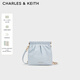 CHARLES&KEITH迷你菱格流浪包單肩斜挎雙肩包包女包生日禮物CK2-60782390 【S號】Sea Salt Blue海鹽藍 S