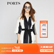 PORTS寶姿 秋冬新品女裝中袖撞色拼接中長(cháng)款風(fēng)衣LA8T020FFD021 黑 白 XS (2)
