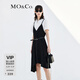 MO&Co.假兩件V領(lǐng)吊帶不規則連衣裙氣質(zhì)黑白撞色設計感裙子女 黑色 S 160